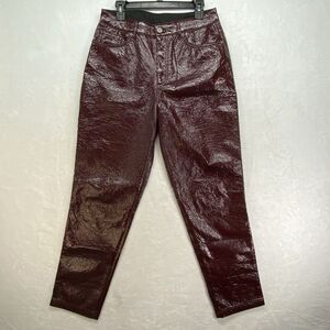 ASOS Jeans Womens‎ 32x32 Oxblood Vinyl Mid Rise 90's Straight Leg